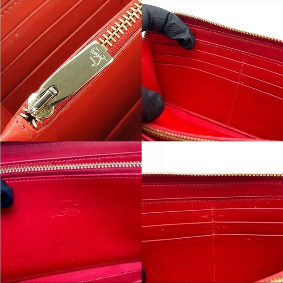 SOLD❤️ LOUBOUTIN RARE Leopard Print Red Accent Zippy Long Wallet - Picture 7 of 8